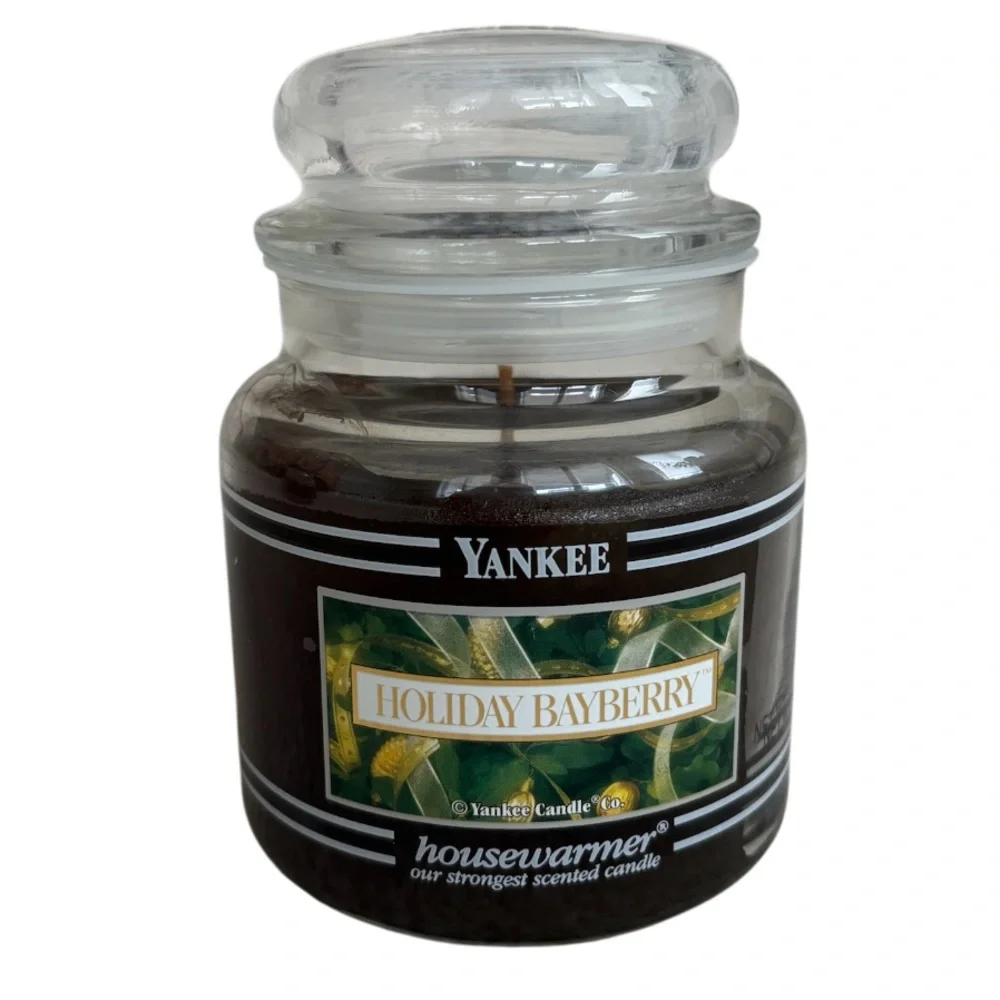 Yankee Candle Jar Holiday Bayberry Rare Vintage Black Band Dark Green 14.5 Oz